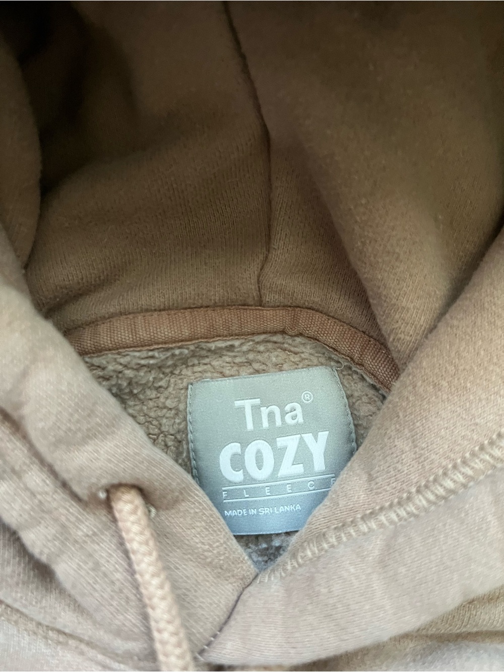 TNA Aritzia Cozy Neutral Hoodie - Beige Drawstring Pullover - Picture 2 of 3